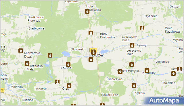 mapa Dłutów, Dłutów na mapie Targeo