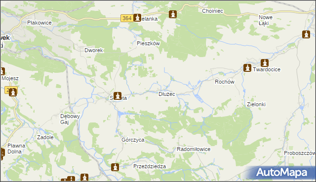 mapa Dłużec gmina Lwówek Śląski, Dłużec gmina Lwówek Śląski na mapie Targeo