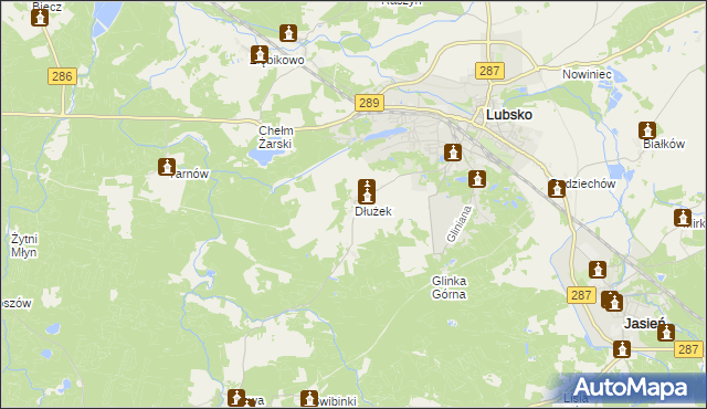 mapa Dłużek gmina Lubsko, Dłużek gmina Lubsko na mapie Targeo