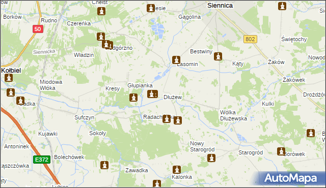 mapa Dłużew, Dłużew na mapie Targeo