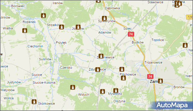 mapa Dłużniewice, Dłużniewice na mapie Targeo