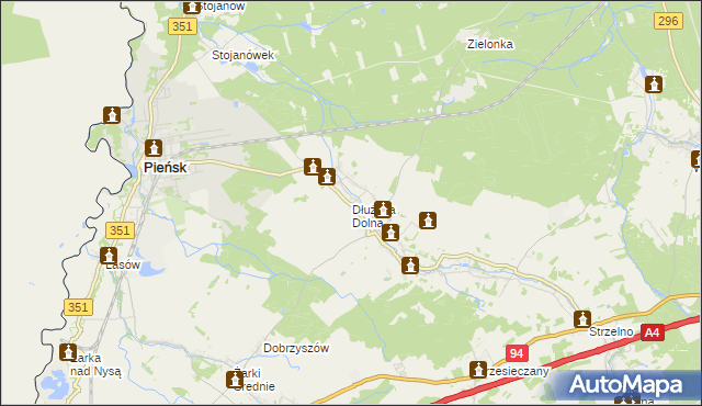 mapa Dłużyna Dolna, Dłużyna Dolna na mapie Targeo