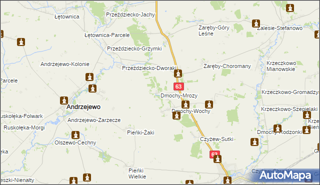 mapa Dmochy-Mrozy, Dmochy-Mrozy na mapie Targeo