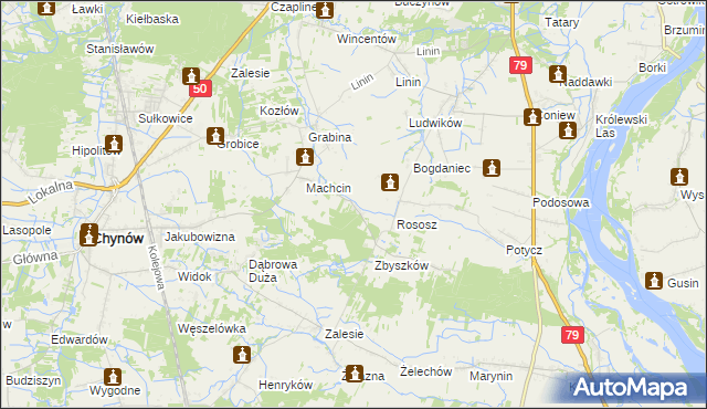 mapa Dobiecin gmina Chynów, Dobiecin gmina Chynów na mapie Targeo