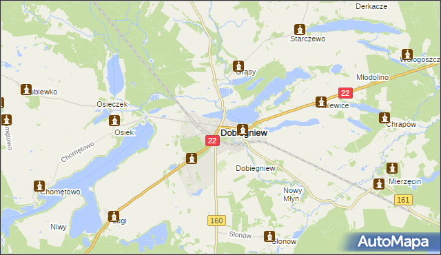 mapa Dobiegniew powiat strzelecko-drezdenecki, Dobiegniew powiat strzelecko-drezdenecki na mapie Targeo