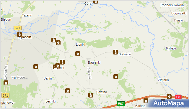 mapa Dobki gmina Tykocin, Dobki gmina Tykocin na mapie Targeo