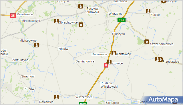 mapa Dobkowice gmina Kobierzyce, Dobkowice gmina Kobierzyce na mapie Targeo