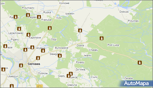 mapa Dobra gmina Sieniawa, Dobra gmina Sieniawa na mapie Targeo