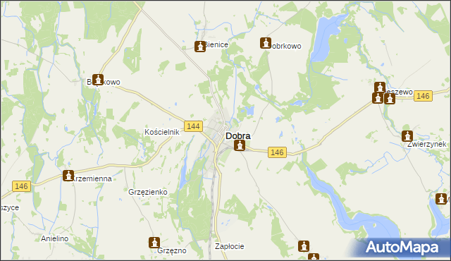 mapa Dobra powiat łobeski, Dobra powiat łobeski na mapie Targeo