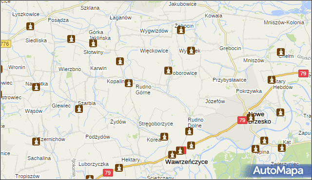 mapa Dobranowice gmina Igołomia-Wawrzeńczyce, Dobranowice gmina Igołomia-Wawrzeńczyce na mapie Targeo