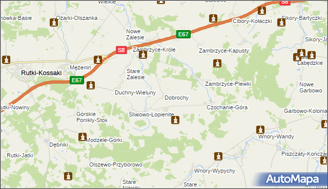 mapa Dobrochy gmina Rutki, Dobrochy gmina Rutki na mapie Targeo