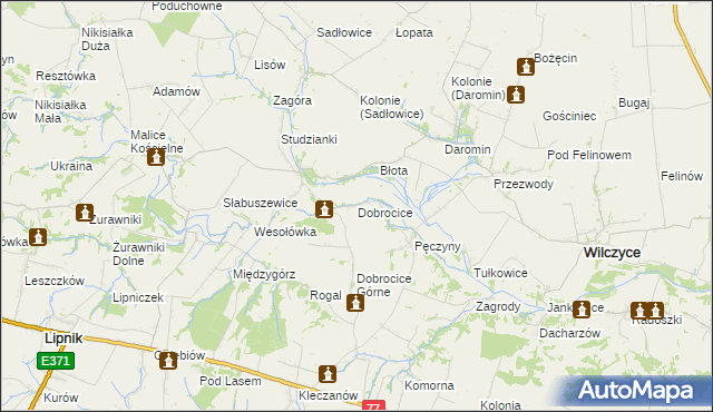 mapa Dobrocice, Dobrocice na mapie Targeo