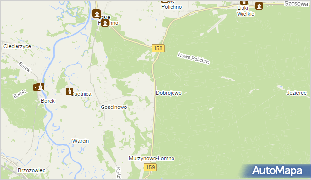 mapa Dobrojewo gmina Skwierzyna, Dobrojewo gmina Skwierzyna na mapie Targeo