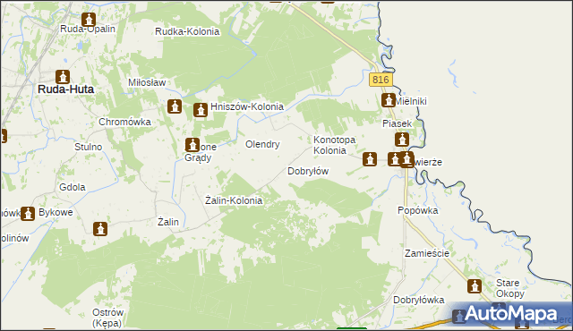 mapa Dobryłów, Dobryłów na mapie Targeo