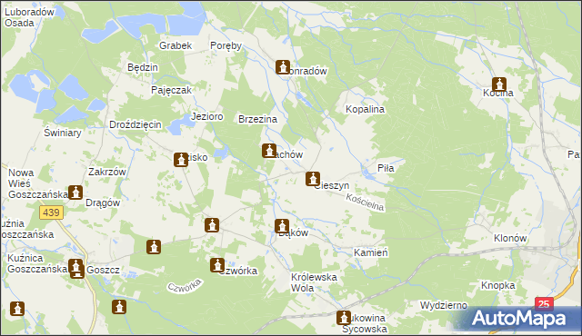 mapa Dobrzec gmina Sośnie, Dobrzec gmina Sośnie na mapie Targeo