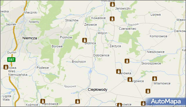 mapa Dobrzenice, Dobrzenice na mapie Targeo