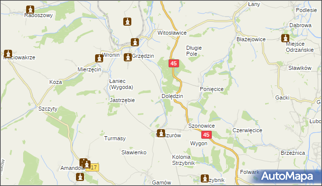 mapa Dolędzin, Dolędzin na mapie Targeo