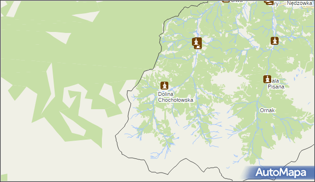 mapa Dolina Chochołowska, Dolina Chochołowska na mapie Targeo