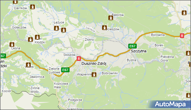 mapa Dolina gmina Szczytna, Dolina gmina Szczytna na mapie Targeo