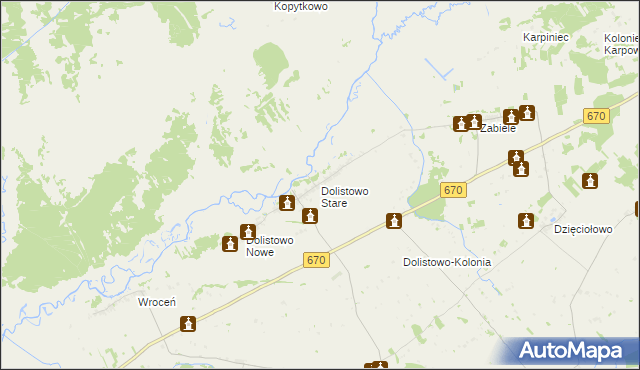 mapa Dolistowo Stare, Dolistowo Stare na mapie Targeo