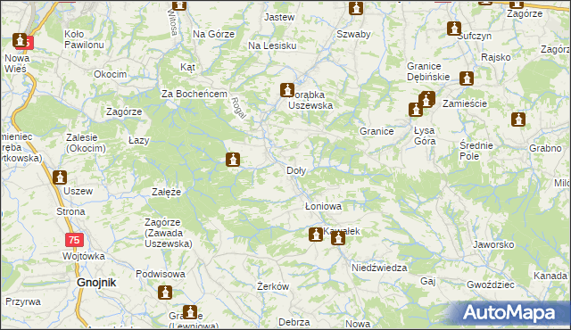 mapa Doły gmina Dębno, Doły gmina Dębno na mapie Targeo