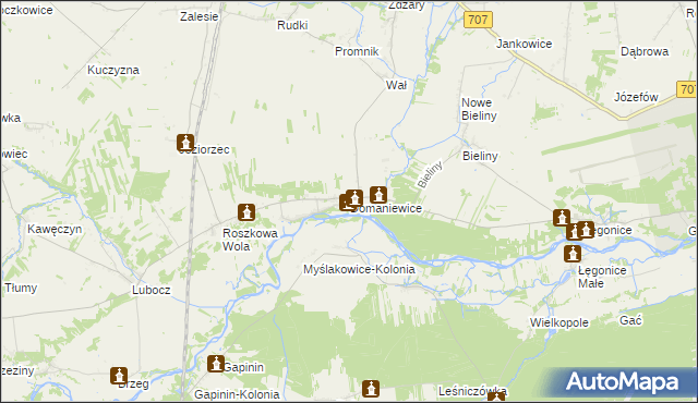 mapa Domaniewice gmina Nowe Miasto nad Pilicą, Domaniewice gmina Nowe Miasto nad Pilicą na mapie Targeo