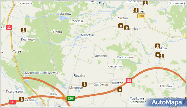 mapa Domanin gmina Kępno, Domanin gmina Kępno na mapie Targeo