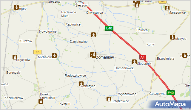 mapa Domaniów powiat oławski, Domaniów powiat oławski na mapie Targeo