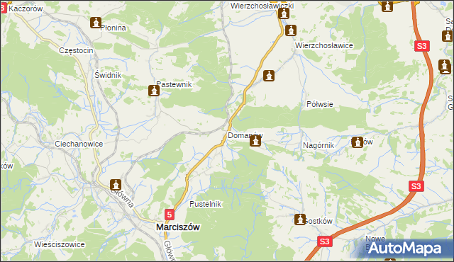 mapa Domanów, Domanów na mapie Targeo