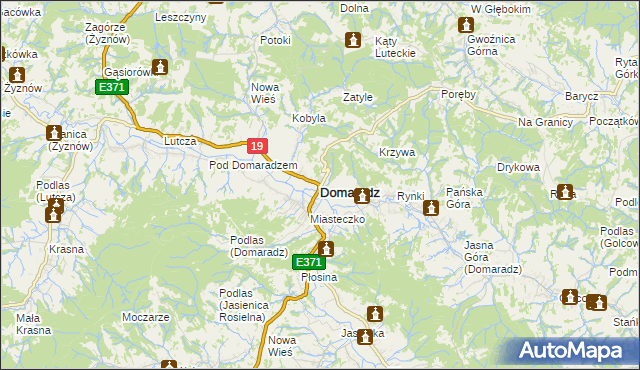 mapa Domaradz powiat brzozowski, Domaradz powiat brzozowski na mapie Targeo