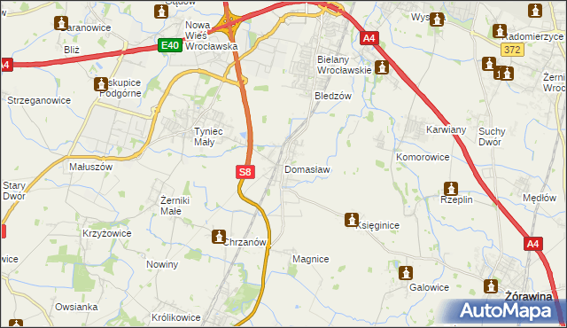 mapa Domasław, Domasław na mapie Targeo