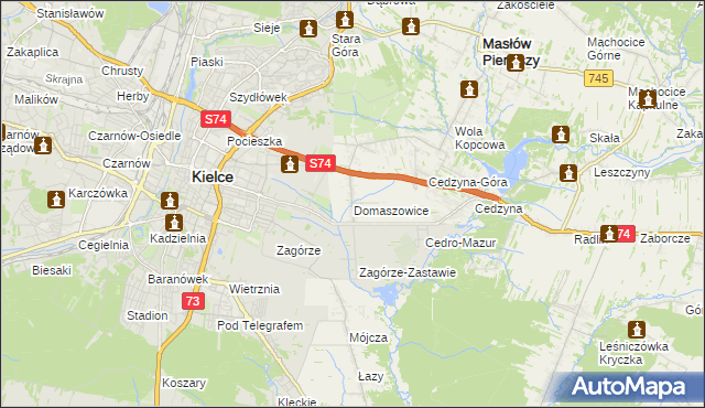 mapa Domaszowice gmina Masłów, Domaszowice gmina Masłów na mapie Targeo