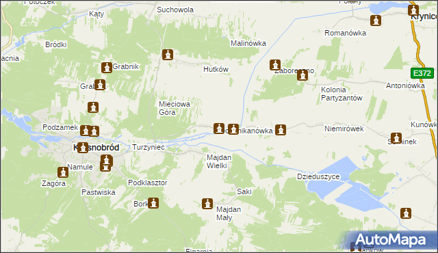 mapa Dominikanówka, Dominikanówka na mapie Targeo