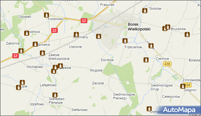 mapa Dorotów gmina Borek Wielkopolski, Dorotów gmina Borek Wielkopolski na mapie Targeo