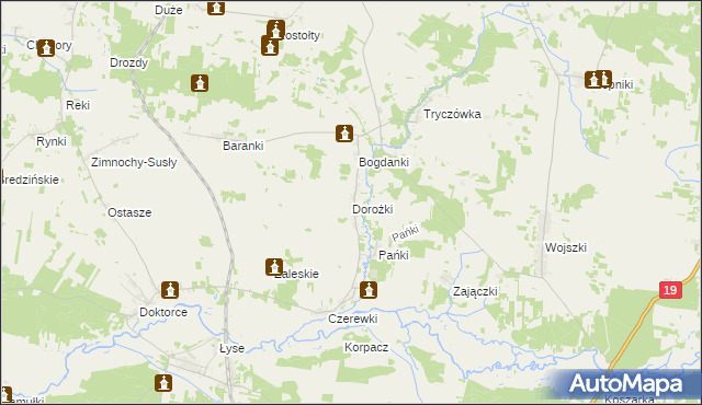 mapa Dorożki, Dorożki na mapie Targeo