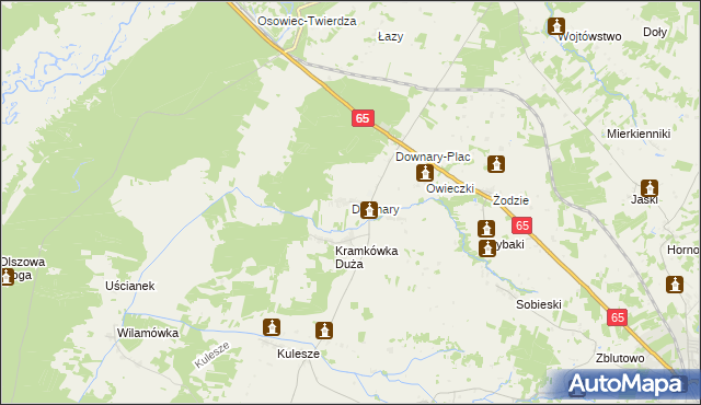 mapa Downary, Downary na mapie Targeo