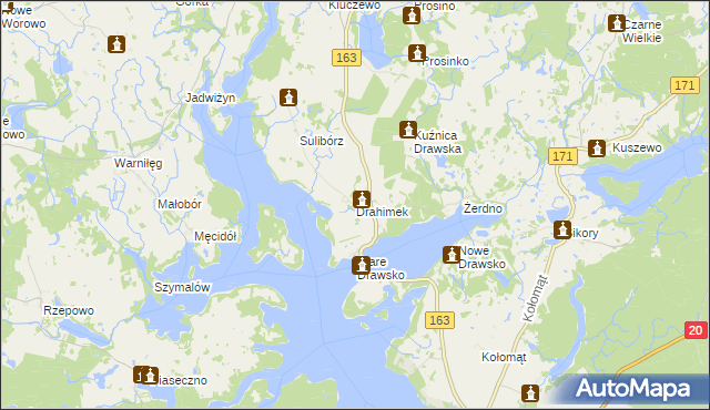 mapa Drahimek, Drahimek na mapie Targeo