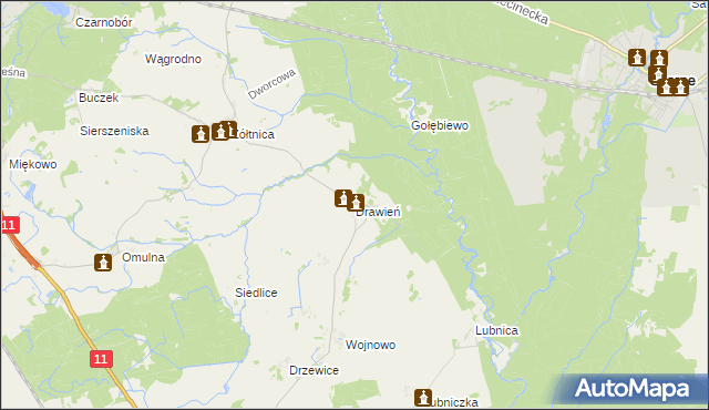 mapa Drawień, Drawień na mapie Targeo