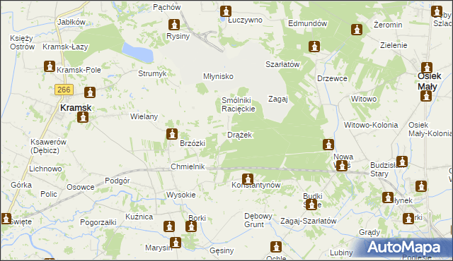 mapa Drążek, Drążek na mapie Targeo