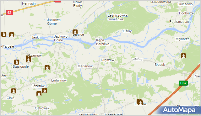 mapa Dręszew, Dręszew na mapie Targeo