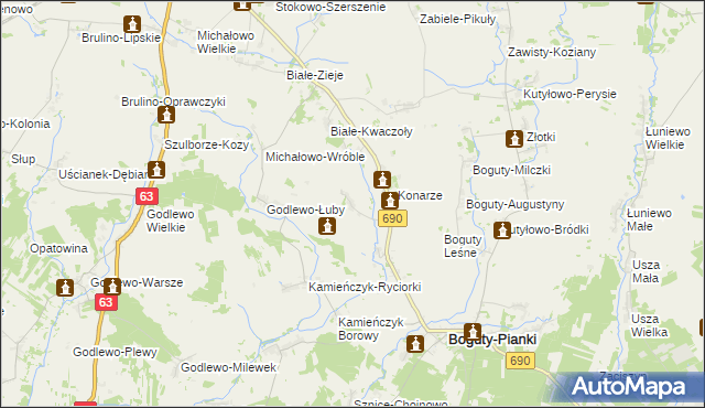 mapa Drewnowo-Lipskie, Drewnowo-Lipskie na mapie Targeo