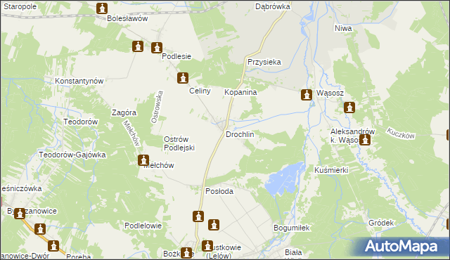 mapa Drochlin gmina Lelów, Drochlin gmina Lelów na mapie Targeo