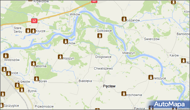 mapa Droglowice, Droglowice na mapie Targeo