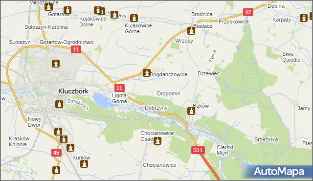 mapa Drogomin gmina Kluczbork, Drogomin gmina Kluczbork na mapie Targeo