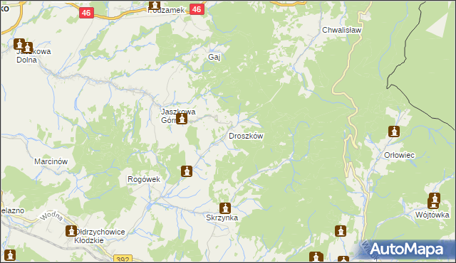 mapa Droszków gmina Kłodzko, Droszków gmina Kłodzko na mapie Targeo