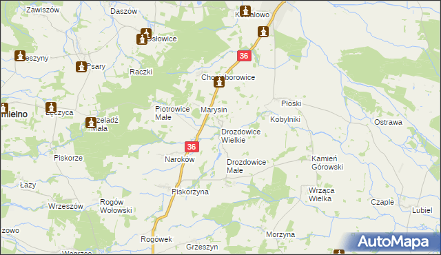 mapa Drozdowice Wielkie, Drozdowice Wielkie na mapie Targeo