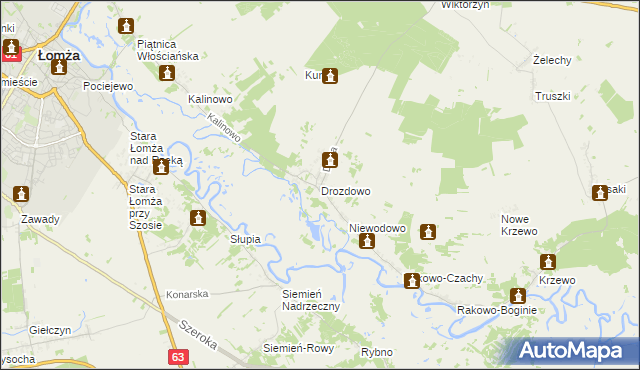 mapa Drozdowo gmina Piątnica, Drozdowo gmina Piątnica na mapie Targeo