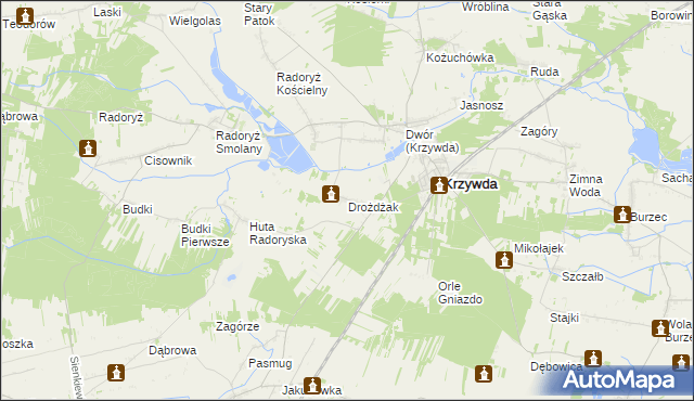 mapa Drożdżak, Drożdżak na mapie Targeo