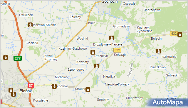 mapa Drożdżyn, Drożdżyn na mapie Targeo