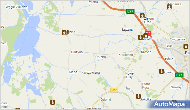 mapa Drużno, Drużno na mapie Targeo